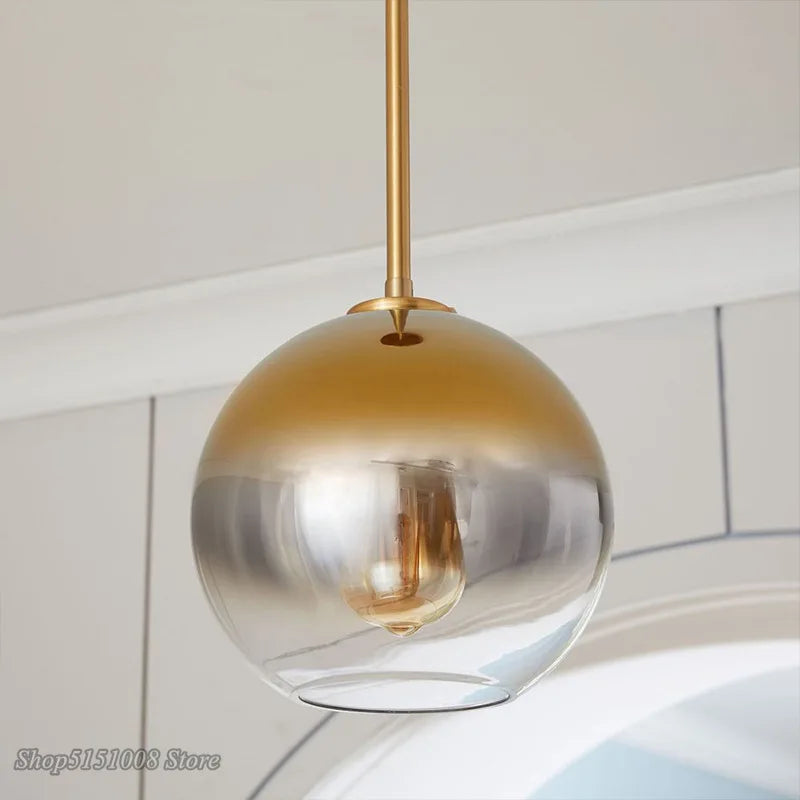 DecorBites™ Glass Ball LED Pendant Light: Modern Silver Gold Nordic Kitchen Decor