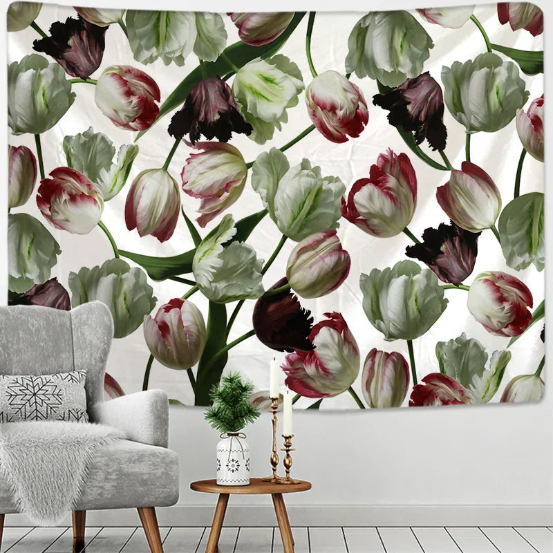 DecorBites™ Botanical Wildflower Tapestry Wall Hanging Flower Chart Hippie Bohemian Tapestries