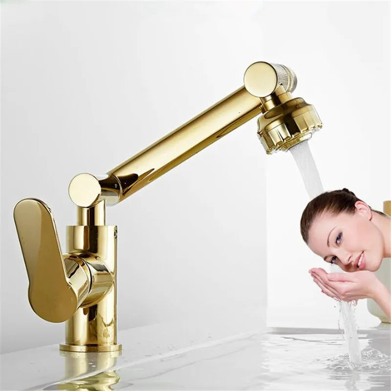 DecorBites™ Gold and Black Bathroom Faucet with Hot Cold Water Mixer - Deck Mounted