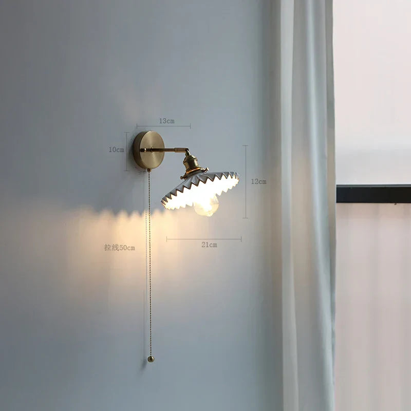 DecorBites™ Copper Arm Wall Lamp with Pull Chain Switch, Nordic Modern Design