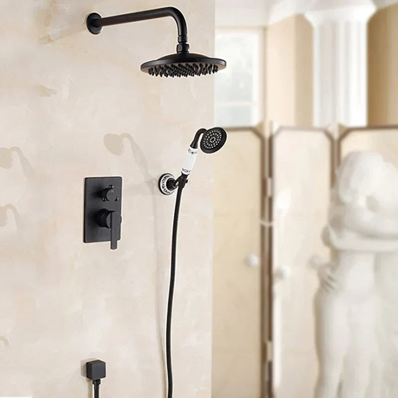 DecorBites™ Black Antique Wall-Mounted Bathroom Rain Shower System