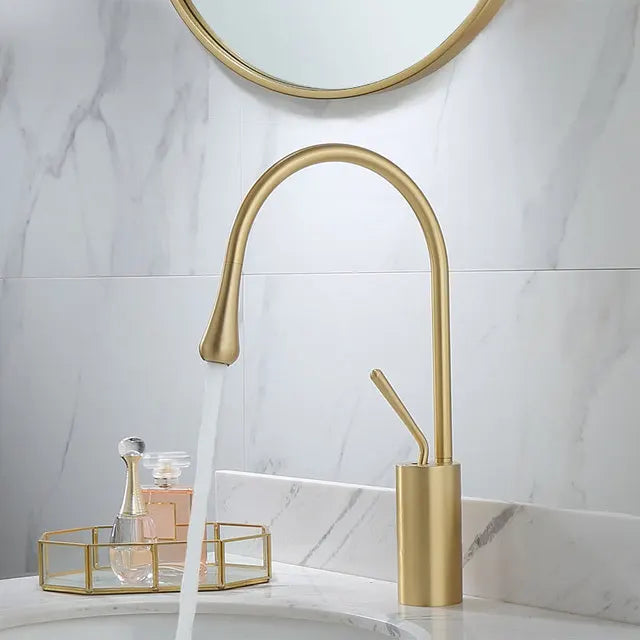 DecorBites™ Black Gold Basin Faucet - Swivel Kitchen Sink Water Crane with Hot and Cold Handles