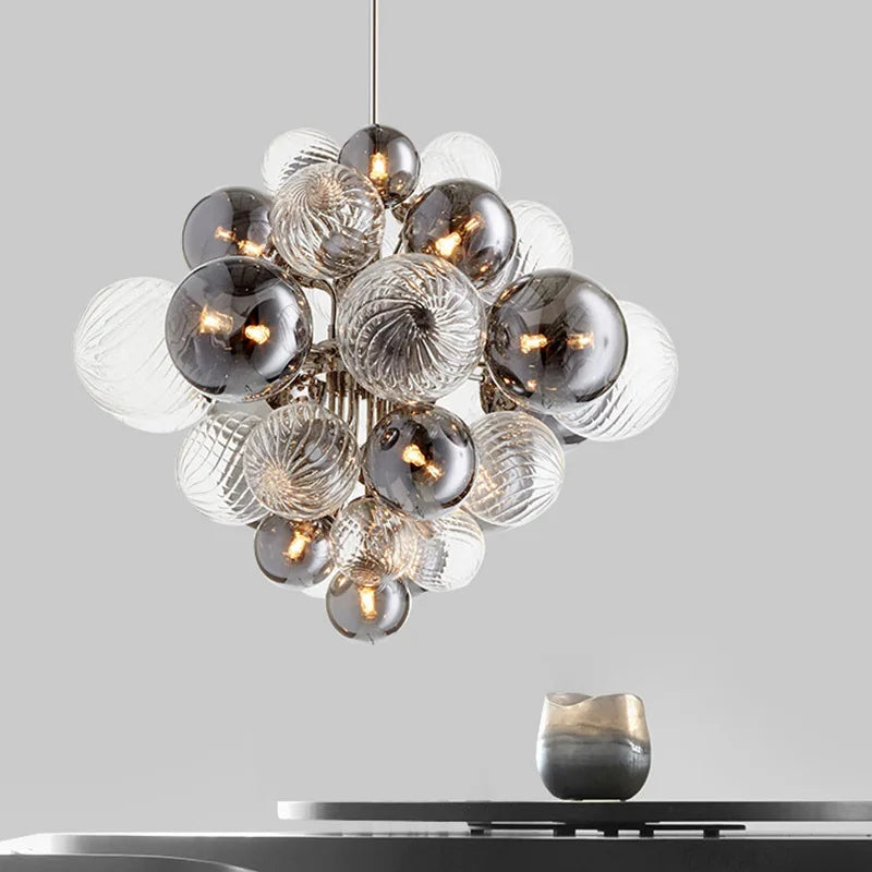 DecorBites™ Glass Globe LED Chandelier Pendant Light for Nordic Luxury Living Room