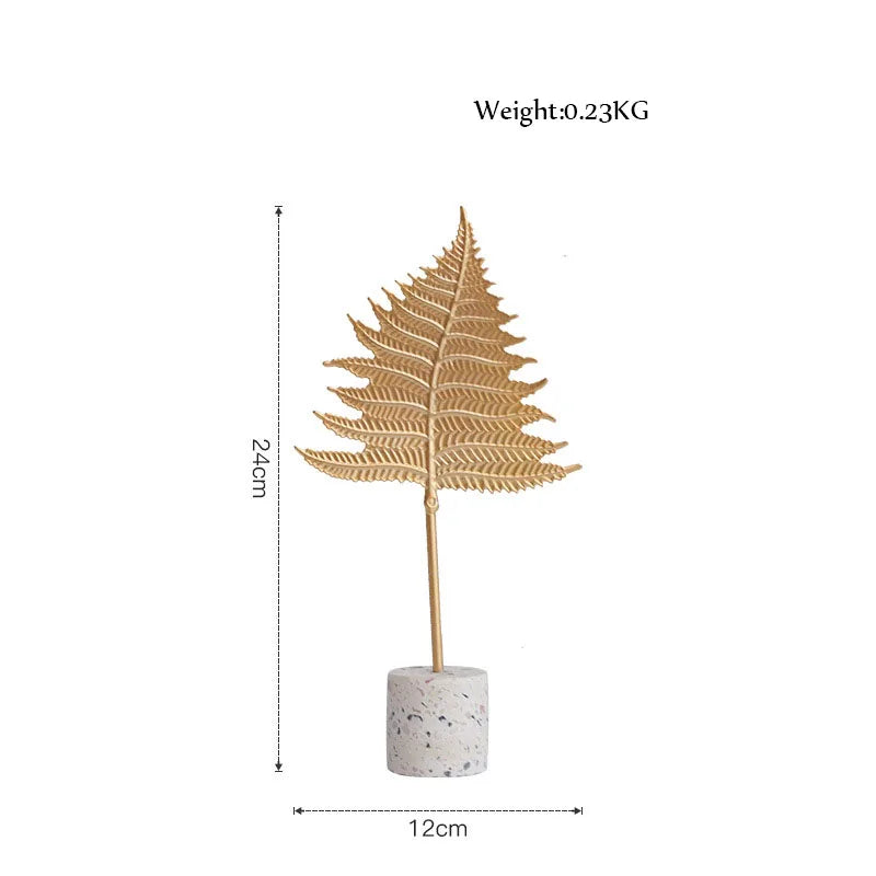 DecorBites™ Gold Leaf Decorations on Marble Base - Creative Metal Crafts for Home Decor