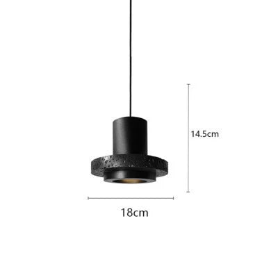 DecorBites™ Black Travertine Cement Terrazzo Pendant Light Industrial Hat Light