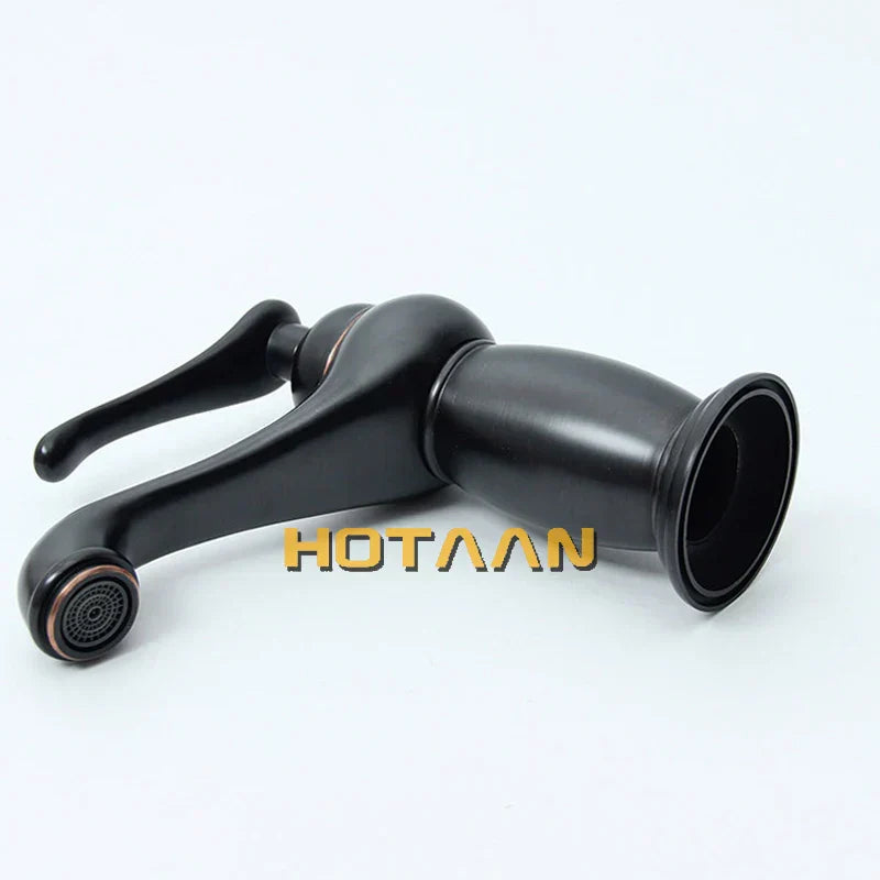 DecorBites™ Black Brass Bathroom Basin Faucet with Ceramic Mixer Tap