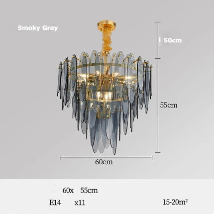 DecorBites™ Art Deco Glass Iron LED Chandelier for Dinning Room