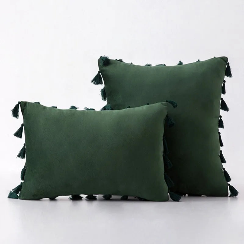 DecorBites™ Boho Tassel Fringe Orange Pillow Covers Pack for Home Decor