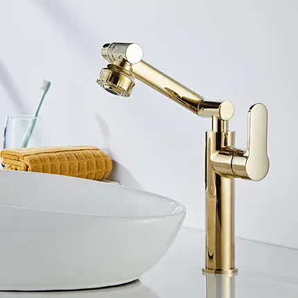 DecorBites™ Gold and Black Bathroom Faucet with Hot Cold Water Mixer - Deck Mounted
