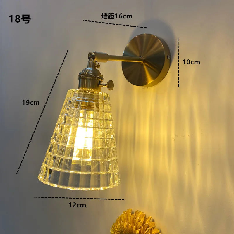DecorBites™ Amber Glass LED Wall Light Fixtures On/Off Switch Nordic Modern Sconce