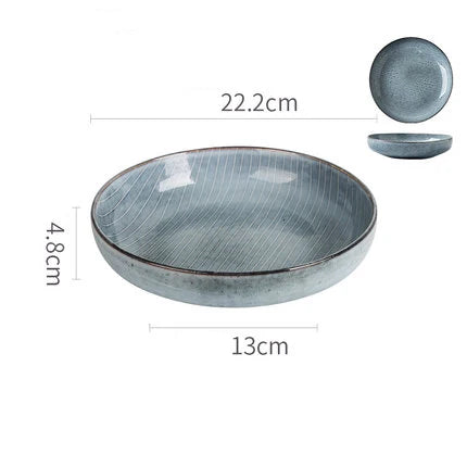 DecorBites™ Japanese Style Ceramic Soup Bowl - Large Salad Bowl Tableware