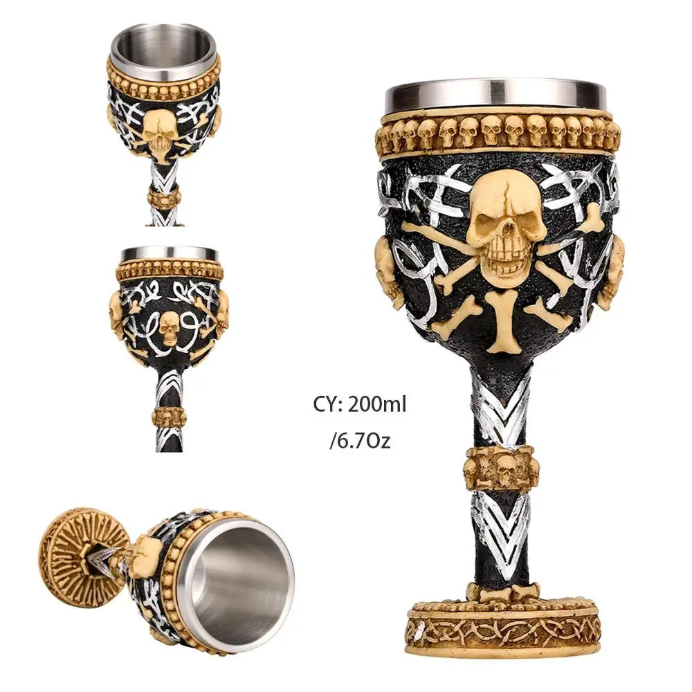 DecorBites™ Dragon King Goblet 200ml: Retro Stainless Steel Wine Glass Gothic Whiskey Cup