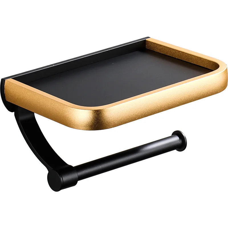 DecorBites™ Black Tissue Paper Holder with Phone Stand - Toilet Roll Rack & Storage Box