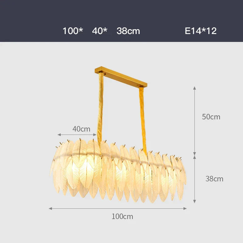 DecorBites™ Art Deco White Glass Feather Chandelier with LED Lighting for Foyer & Bedroom