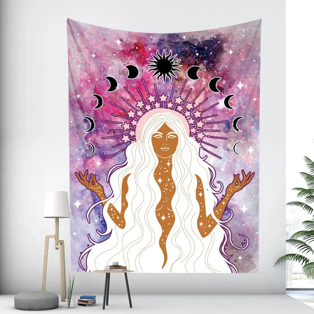 DecorBites™ Bohemian Moon Tarot Tapestry for Home Decor and Yoga Mat