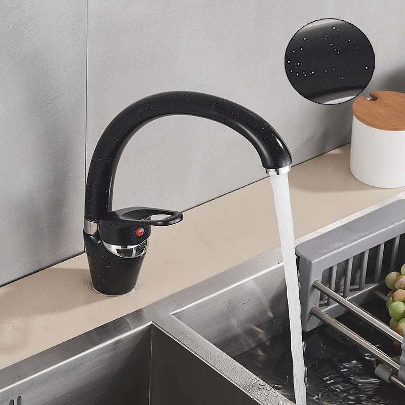 DecorBites™ Black Single Handle Kitchen Faucet - Hot and Cold Water Mixer