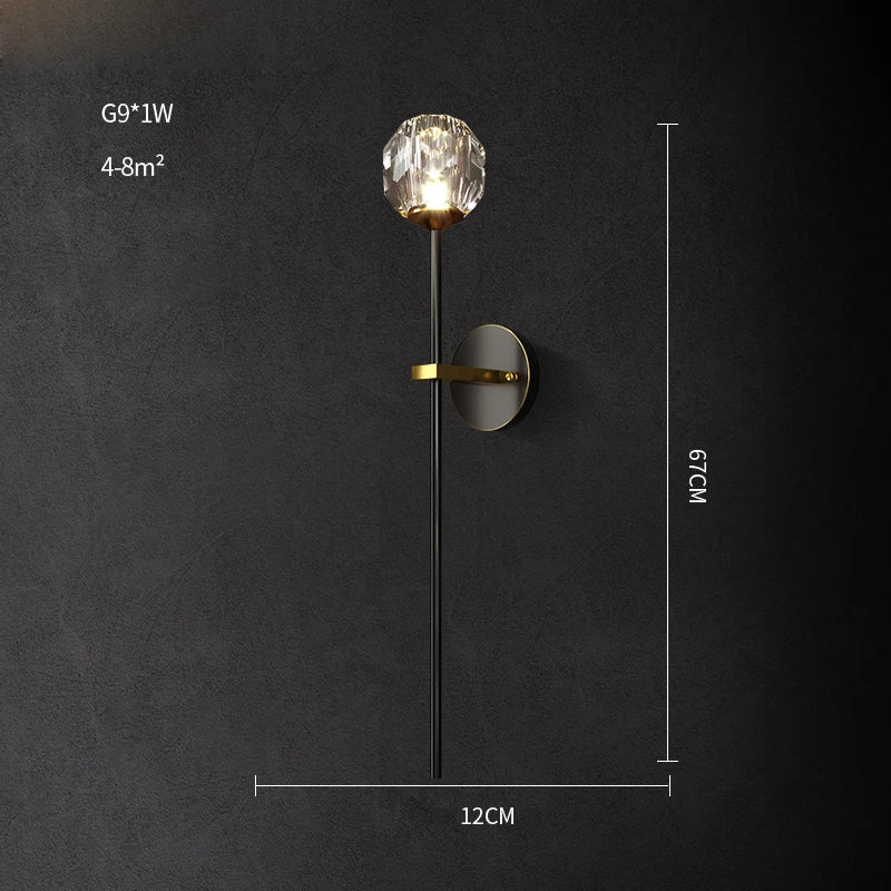 DecorBites™ Crystal LED Wall Sconce for Bedroom Corridor - Designer Black Gold Wall Light