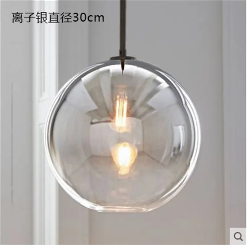 DecorBites™ Glass Ball LED Pendant Light: Modern Silver Gold Nordic Kitchen Decor