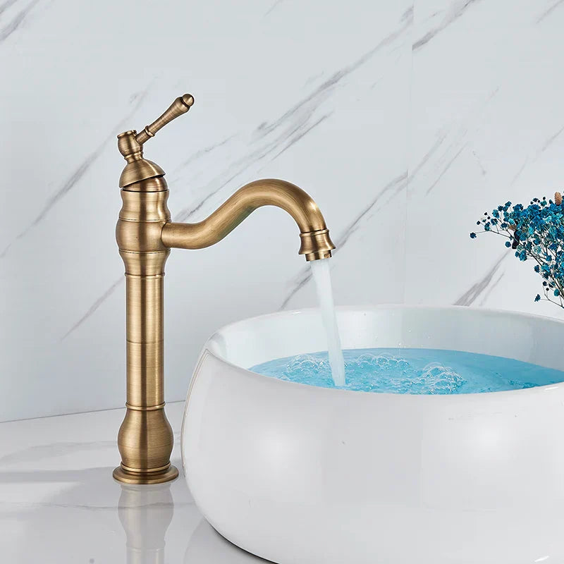 DecorBites™ Brass Basin Faucet with Swivel Spout & Single Handle Deck Mount