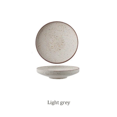 DecorBites™ Ceramic Round Plate Set - Retro Style High Footed Soup and Salad Bowls