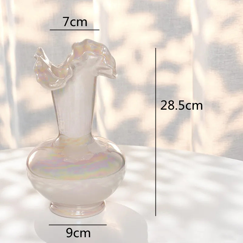 DecorBites™ Ceramic Shell Vase - White Gloss - Abstract Irregular Design for Home Decor