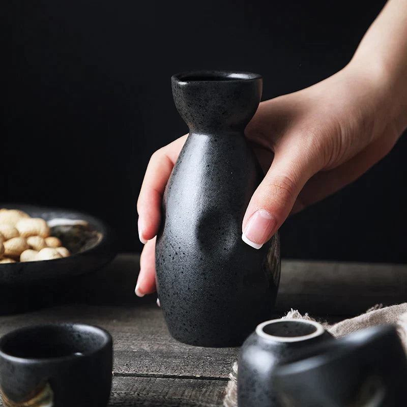 DecorBites™ Ceramic Sake Liquor Dispenser Set - Yellow Wine Cup & Small Glass