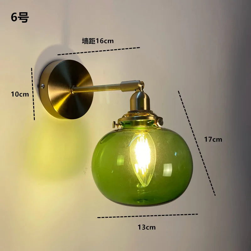 DecorBites™ Amber Glass LED Wall Light Fixtures On/Off Switch Nordic Modern Sconce