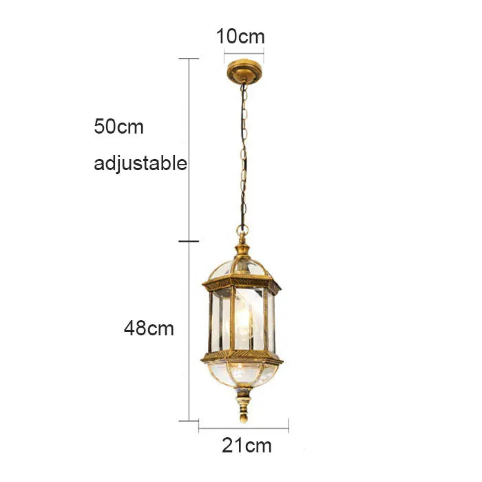 DecorBites™ Black Rustic Outdoor Hanging Lantern Light with Clear Glass Flush Mount Fixture