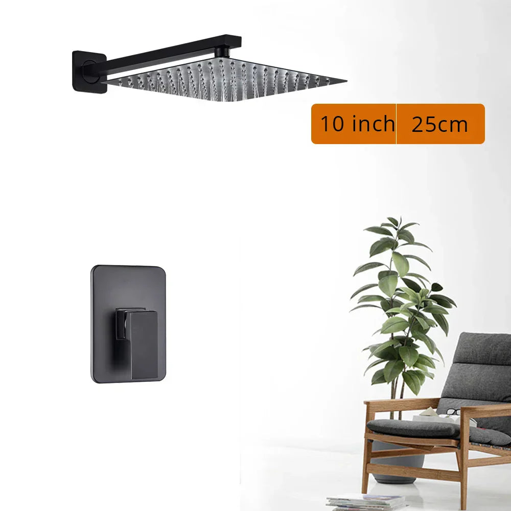 DecorBites™ Black Shower Set with Handshower and Rotate Bath Spout