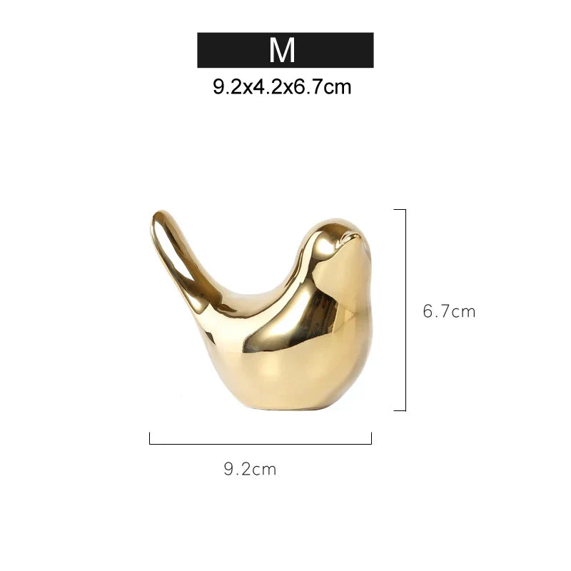 DecorBites™ Gold Camel Ceramic Figurines, Bird Ornaments, Home Decor Accessories