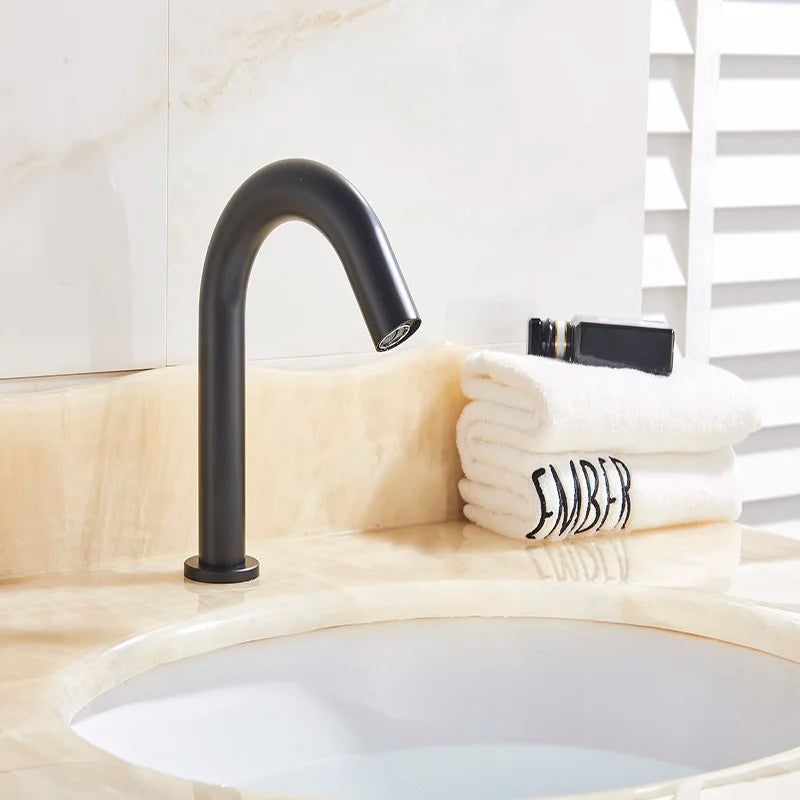 DecorBites™ Black Sensor Faucet Bathroom Sink Deck Mount Automatic Basin Faucet