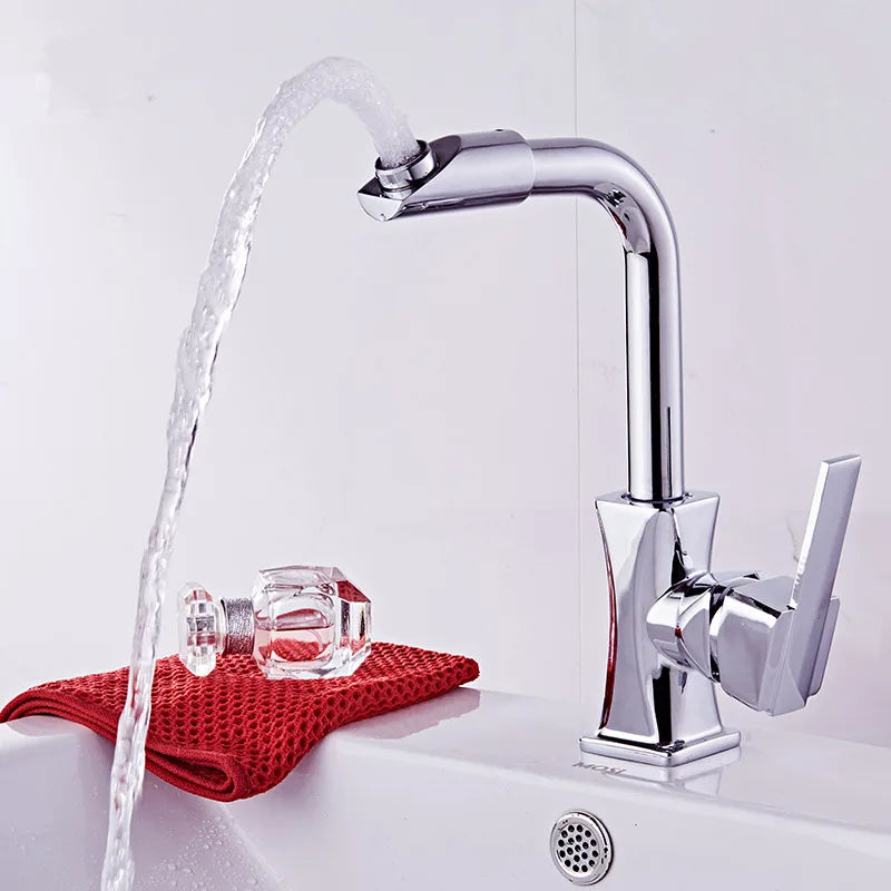 DecorBites™ Brass Basin Faucet Swivel Spout Vanity Sink Mixer - Gold/Rose Gold/Chrome