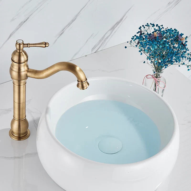 DecorBites™ Antique Brass Basin Faucet Single Handle Bathroom Mixer Tap