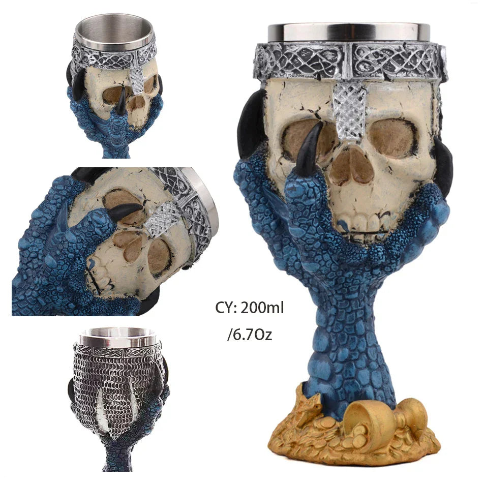 DecorBites™ Dragon King Goblet 200ml: Retro Stainless Steel Wine Glass Gothic Whiskey Cup