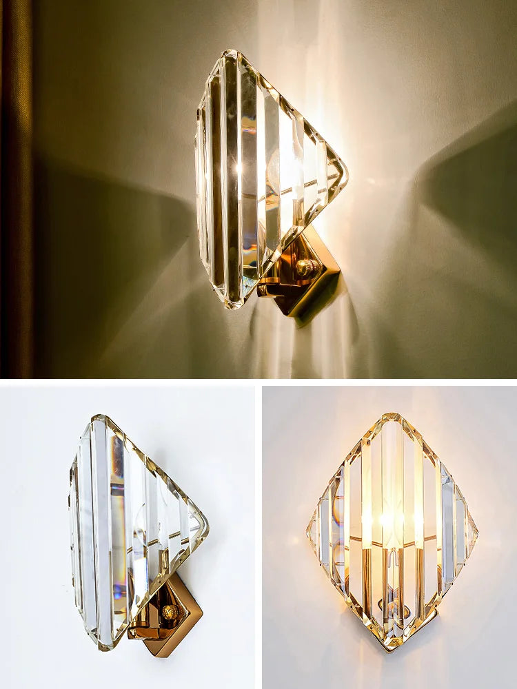 DecorBites™ Crystal Wall Sconce Light: Modern Luxury Luminaire for Living Room, Bedroom, Hotel Hallway