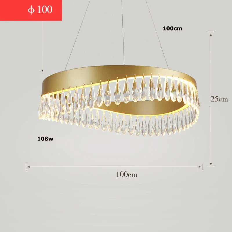 DecorBites™ Crystal Stainless Steel LED Chandelier for Foyer