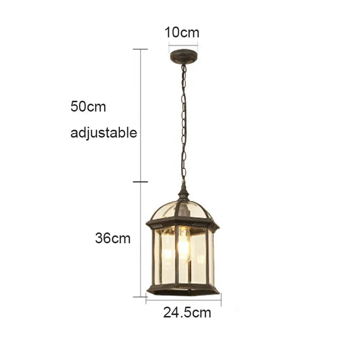 DecorBites™ Black Rustic Outdoor Hanging Lantern Light with Clear Glass Flush Mount Fixture