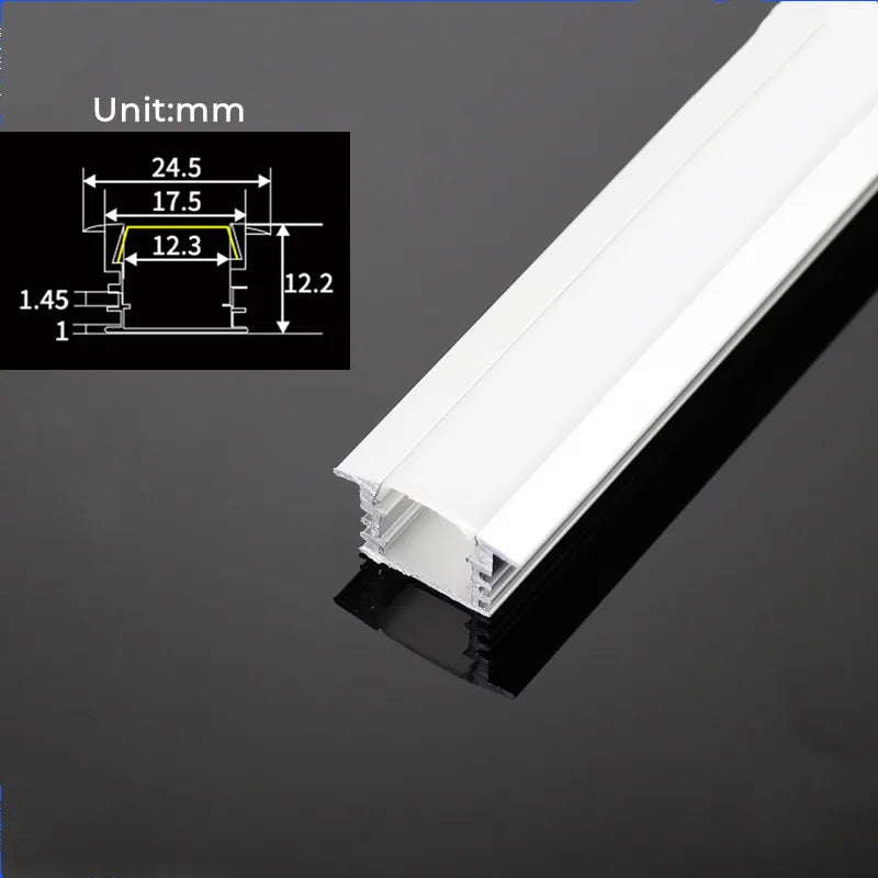 DecorBites™ 0.5m U/YW Aluminum Profile Recessed Channel with Milky Cover for LED Strip Lights
