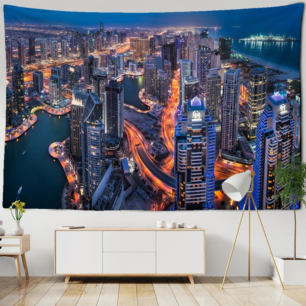 DecorBites™ Boho Chic Night View Tapestry.