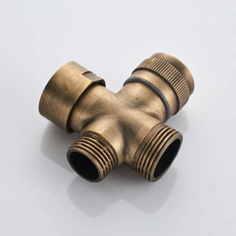 DecorBites™ Antique Brass Shower Faucet Set with Rain Head, Hand Shower, Hose & Valve