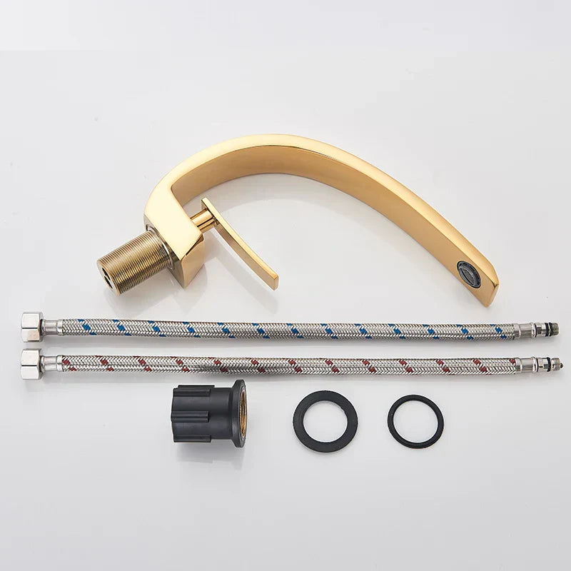 DecorBites™ Brass Faucet Hot Cold Water Mixer Tap for Bathroom Vanity Sink