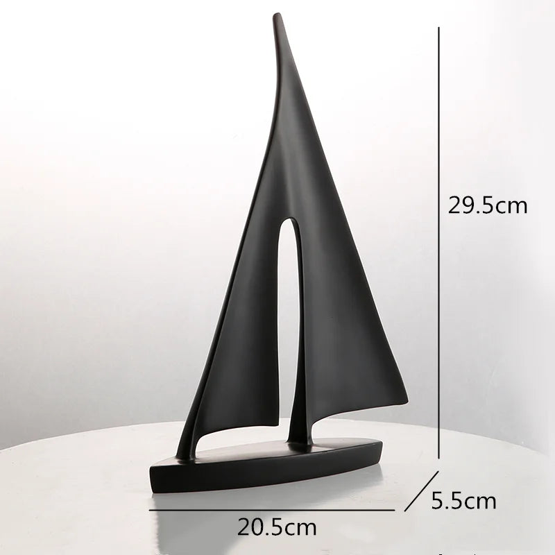 DecorBites™ Abstract Resin Sailboat Ferry Triangle Ornament - Golden Home Decor Craft