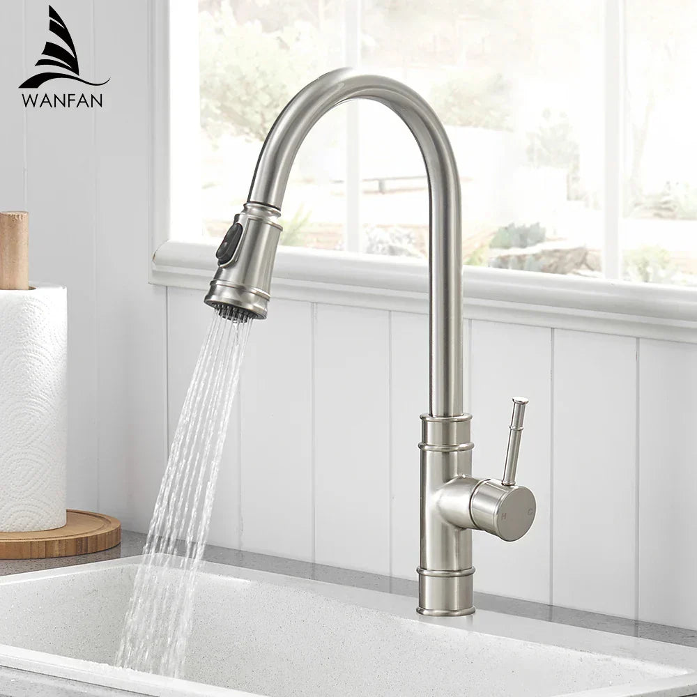 DecorBites™ Black Single Handle Pull Out Kitchen Faucet Swivel 360° Water Mixer Tap