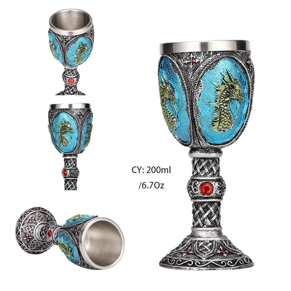 DecorBites™ Dragon King Goblet 200ml: Retro Stainless Steel Wine Glass Gothic Whiskey Cup