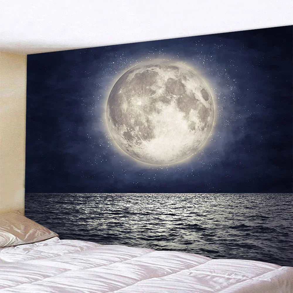 DecorBites™ Beach Moon Night Sky Tapestry for Hippie Bohemia Decor & Yoga Mat