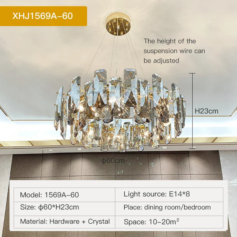 DecorBites™ Crystal LED Chandelier for Elegant Living Room, Dining, Bedroom, Kitchen
