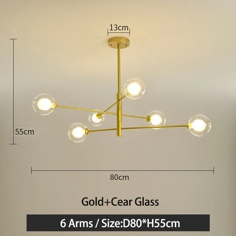 DecorBites™ Black/Gold G9 LED Chandelier for Living Room Bedroom Modern Pendant Lighting