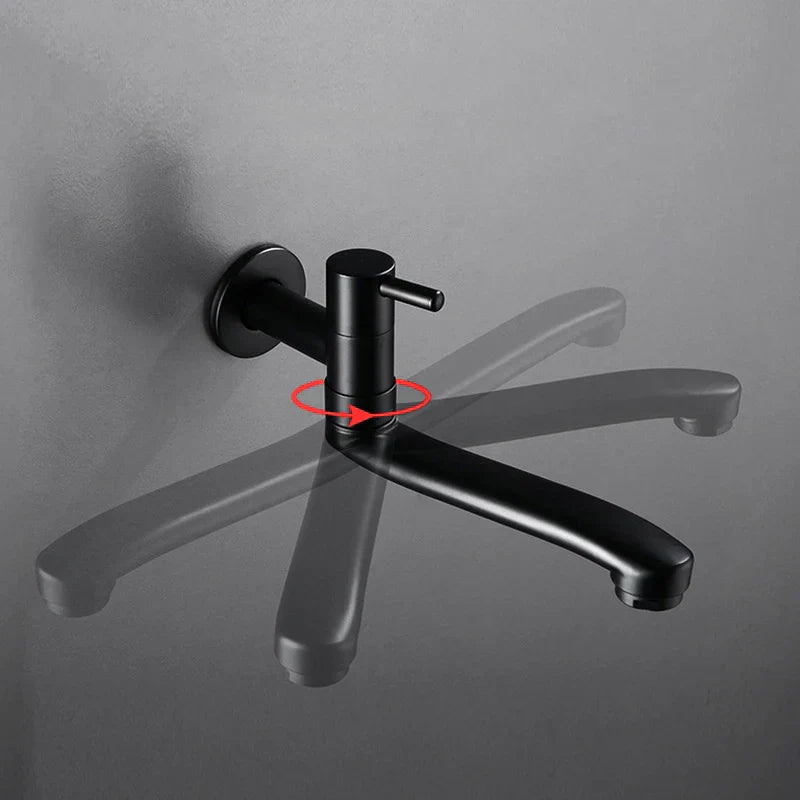 DecorBites™ Black Stainless Steel Swivel Kitchen Faucet 360 Degree Rotation Wall Mounted