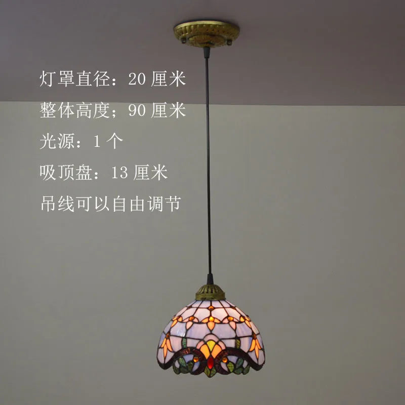 DecorBites™ Baroque Tiffany Pendant Light Stained Glass Chandelier for Home Dining Room E27