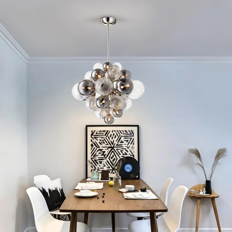DecorBites™ Glass Globe LED Chandelier Pendant Light for Nordic Luxury Living Room